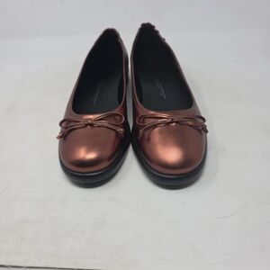 Ecco Metallic Copper Ballet Flats with Bow